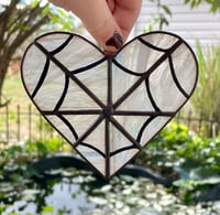 Image 1 of Stained Glass White Web Heart