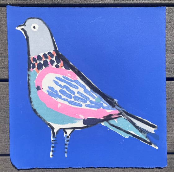 Image of Cobalt blue Monoscreenprint pigeon 