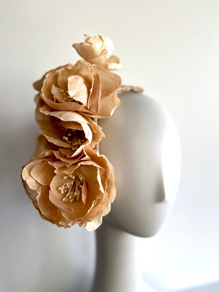 Image of Deep cream handmade silk flowers