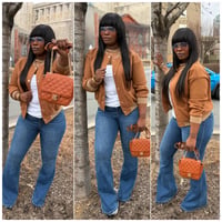 Image 1 of Small-Xlarge Brown varsity style jacket 