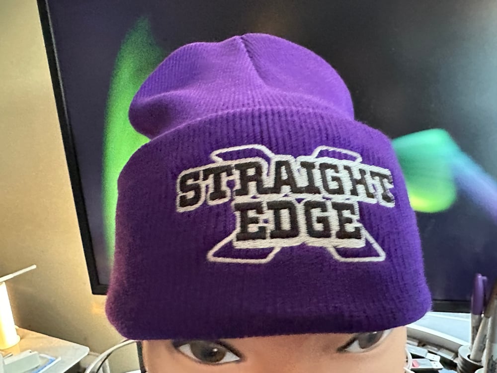 Purple People Eater Straight Edge” Logo Knit Hat With Cuff