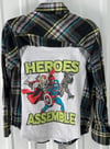 Children's Vintage Black/Blue/White/Green Flannel Shirt Marvel Super Hero