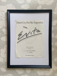 Image 1 of Don’t Cry For Me Argentina from Evita, framed 1979 vintage sheet music
