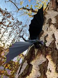 Image 1 of XL Night Dragon Wall Flyer Sculpture (wings up) - GLOW EDITION 