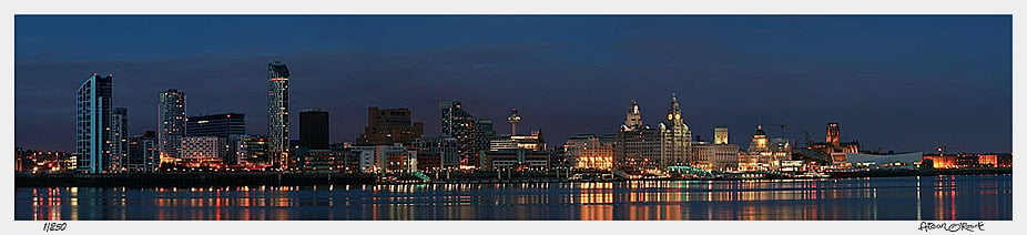 Image of Liverpool night panorama from Seacombe 2008 print or canvas