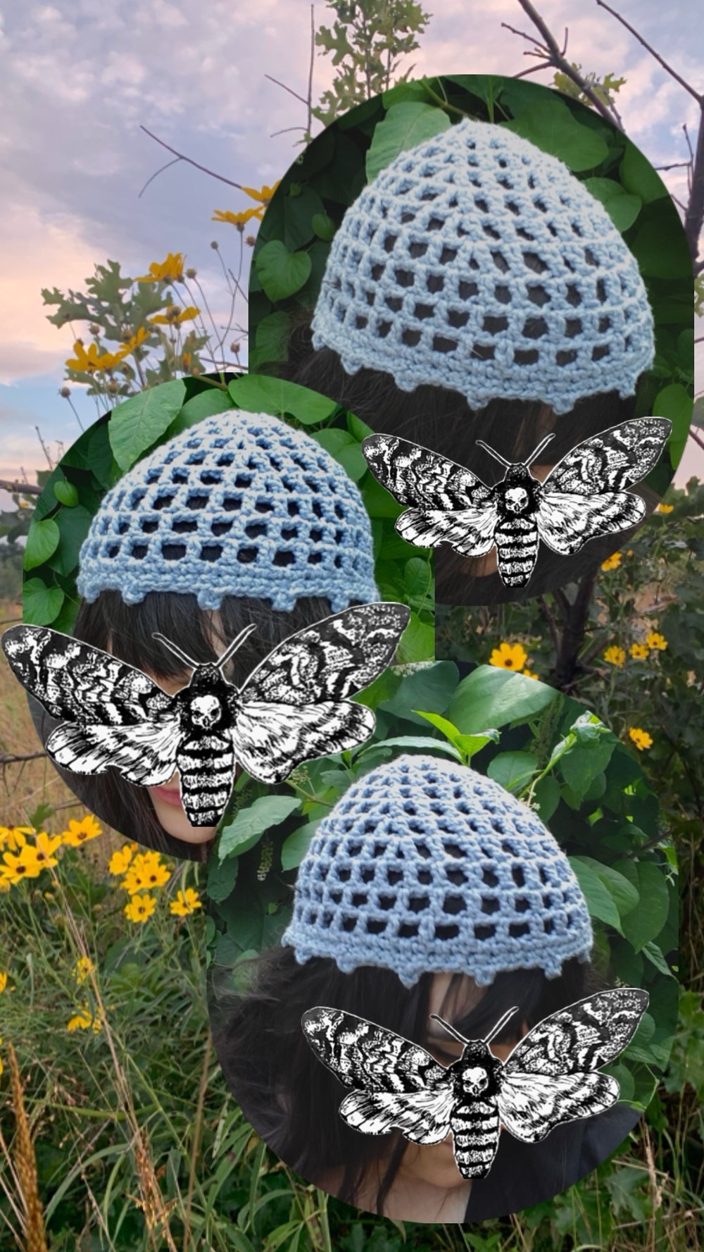Image of Sky Blue Picot Skullcap