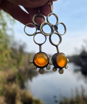 Bullet casings long yellow earrings 