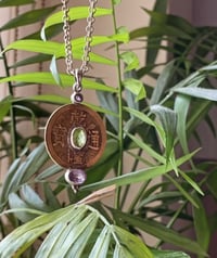 Coin talisman Amethyst & Peridot