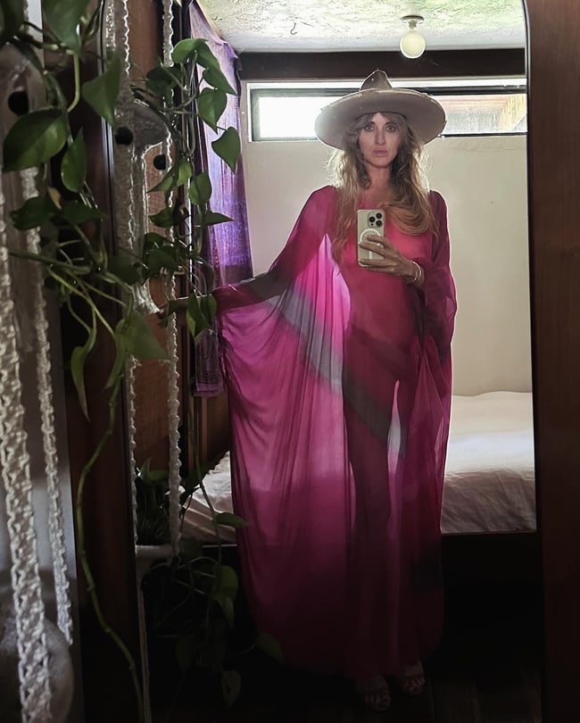 late 1960s tissue silk hand dyed art caftan