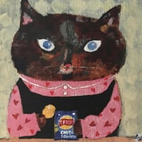 Image 2 of Print -cat with cheese and onion crisps