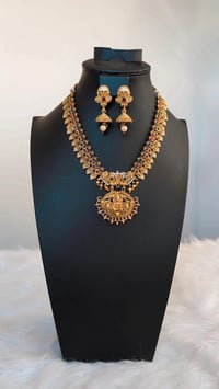 Image 3 of Shreya-Short Temple Jewelry Necklace Set Featuring Goddess Laxmi 