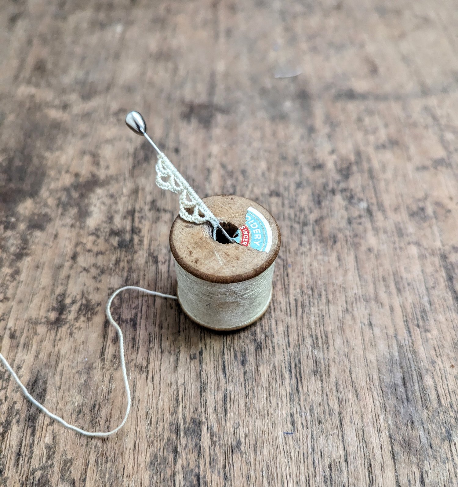 Image of Stitched notions: Cotton reel sculpture - needlelace 