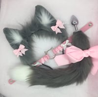 Gray/pink Fox Pet play Set