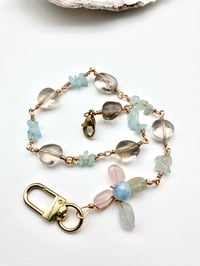Image 3 of By The Sea Part One Lanyard Charm: Morganite, Aquamarine & Smoky Quartz | Ocean Inspired