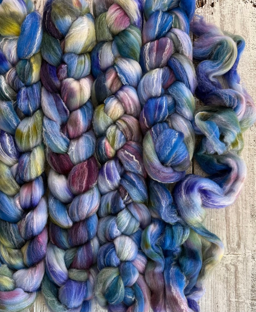 Cottage Garden, on Big Cozy Sock: 80% USA Targhee, 10% Bamboo, 10% Tussah Silk