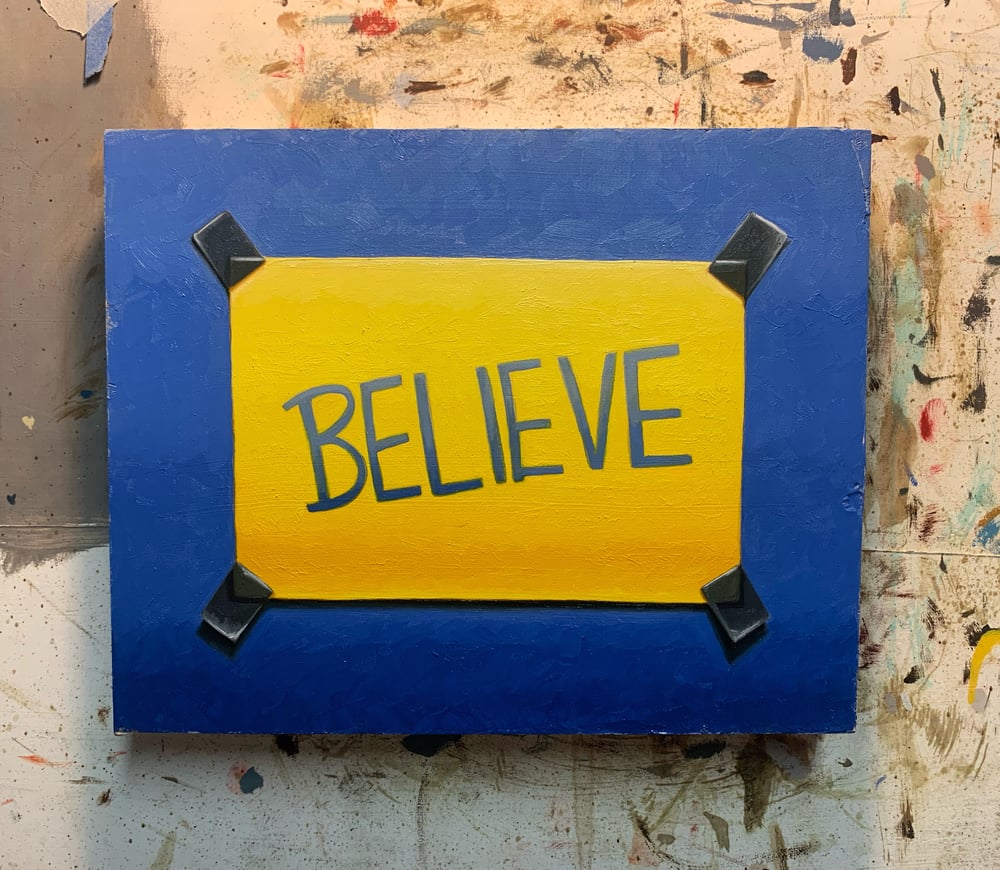 Image of Ted Lasso's 'Believe' - Original Oil Painting