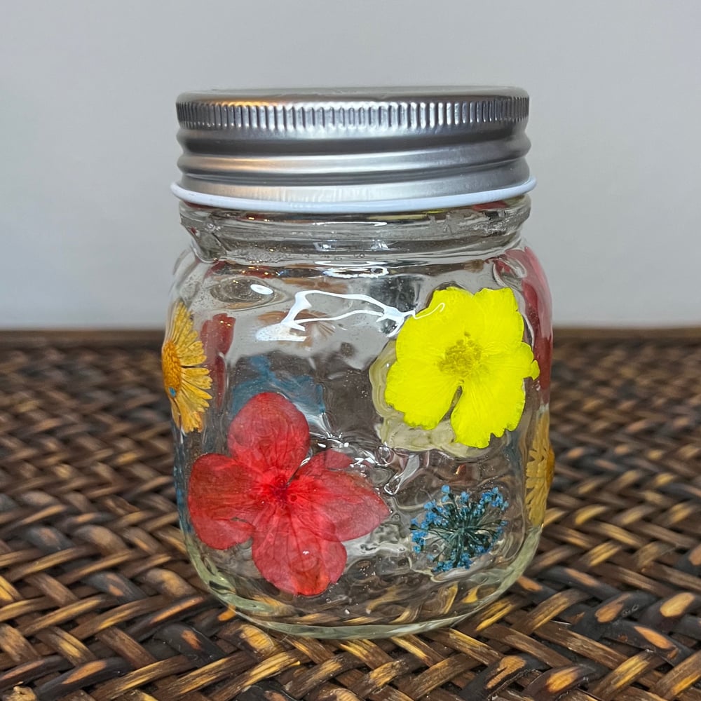 Image of multicolor floral jar