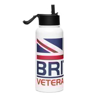Image 1 of British Veteran Owned Stainless steel water bottle with a straw lid
