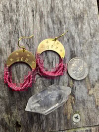 Image 3 of Pink JOY beaded earrings