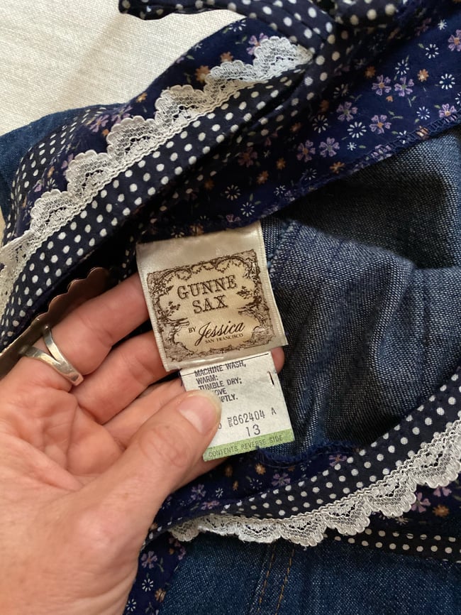 70s deadstock Gunne Sax denim prairie dress