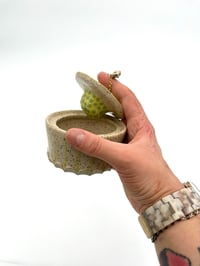 Image 2 of green chain handle jar