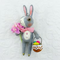Image 1 of Grey Dutch Rabbit with Basket of Eggs and Florals