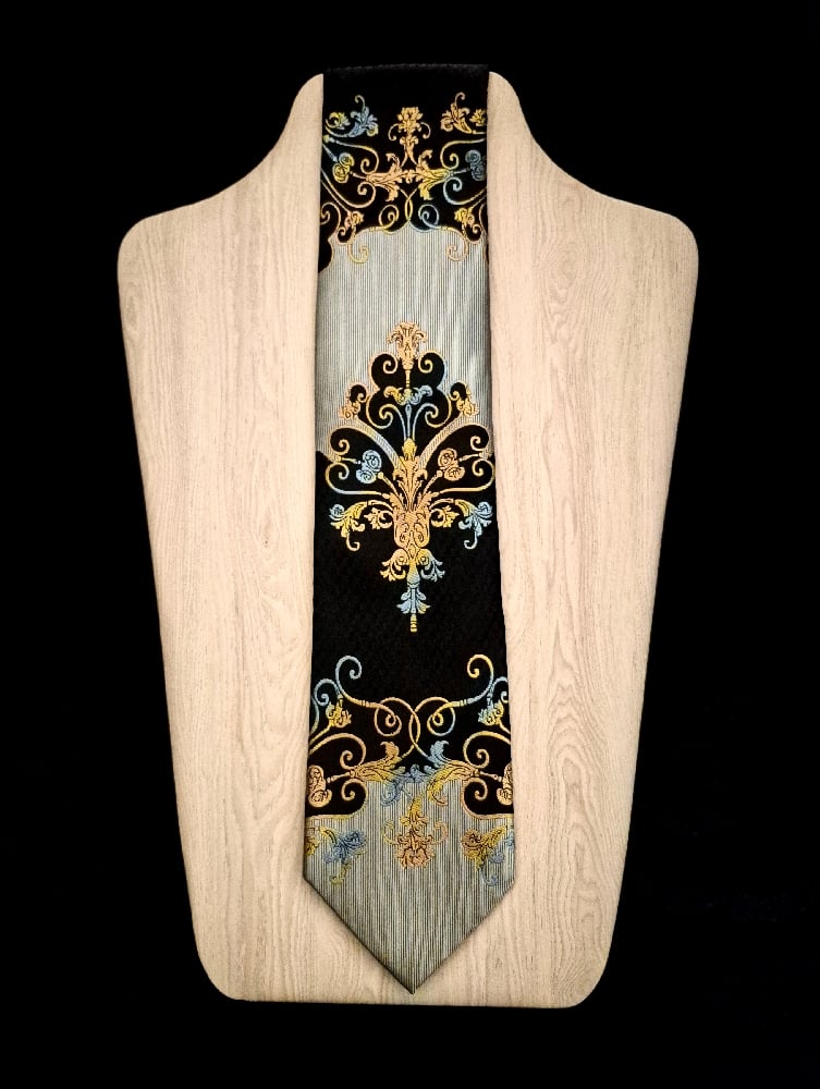 Image of Black Gray Blue & Gold Necktie 