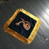 Blue Velvet Snake Patch Cushion Cover With Gold Fringe Image 2