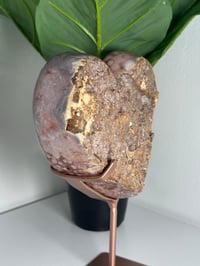 Image 3 of XL PINK AMETHYST HEART ON CUSTOM ROSE GOLD STAND -BRAZIL- A
