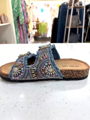 Image of Denim Jewelled Buckle Slider