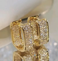 Image 3 of 1 Pair Glamorous Cubic Zirconia Hoop Earrings 