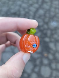 Image 4 of Blue eye small Skull Pumpkin Pendant