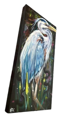 Image 3 of “GREAT BLUE HERON” ORIGINAL ACRLYIC PAINTING ON CANVAS 12”x24”