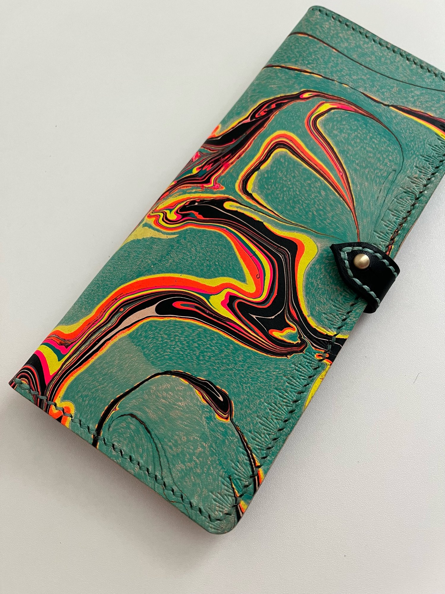 Image of Turquoise/Black Marbled Long Wallet