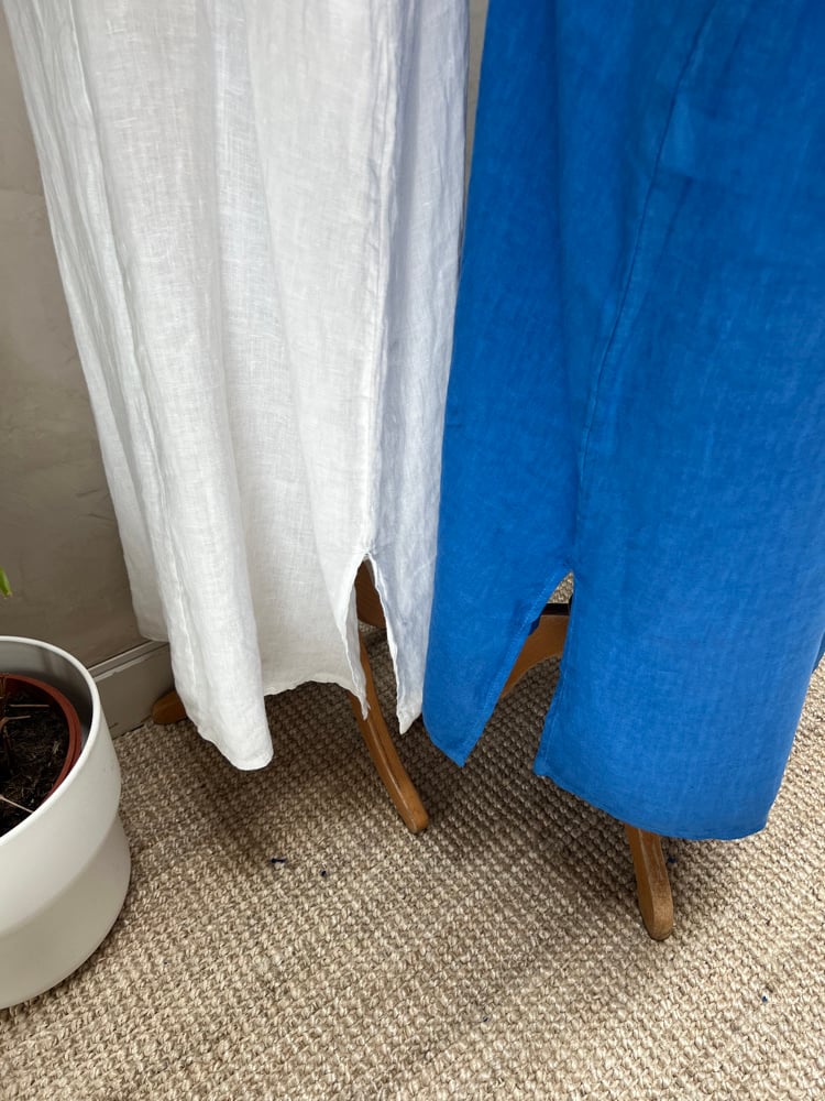 Image of Robe En Lin Diane Bleu Céleste