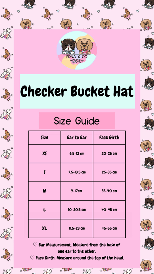 Image of Checker Bucket Hat suited for all breeds