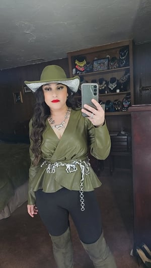 Image of Paris Faux Leather Blouse 