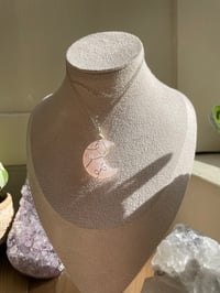 Image 2 of Rose Quartz Silver  Moon Necklace