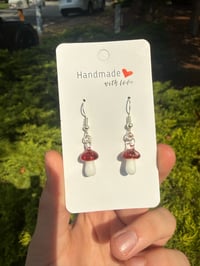 Image 4 of Red Blizzard Mushroom earrings 