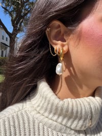 Image 5 of Timeless Pearls Huggies | 18k Gold-Plated