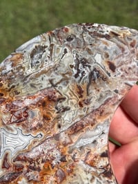 Image 8 of Mexican Lace Agate Crystal Moon Carving #2915