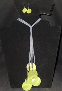 Necklace/Earring Set - gray, lime green