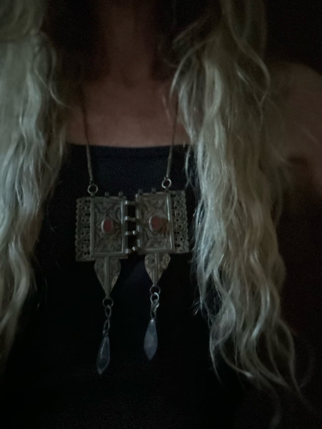 late 60s metal and stone necklace