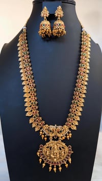 Image 1 of Sujata-Temple Jewelry Necklace Set Featuring Goddess Laxmi Copy