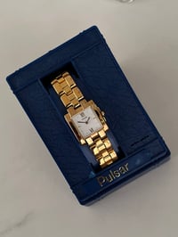 Image 1 of Vintage 18K Gold Pulsar By SEIKO White Dial ✨NEW IN BOX✨