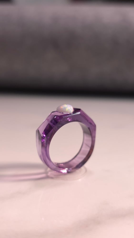 Image of Amethyst Opal Heart Signet