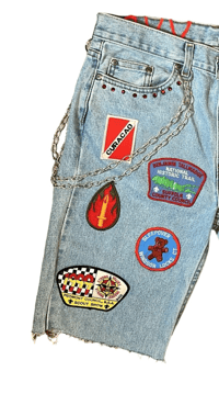 Image 3 of V.V.S. Patchwork Shorts (WHOLE LOTTA RED)