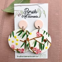 Large Pink Flowering Eucalpyt Earrings