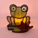 Red Waterlily Frog Candle Holder