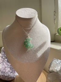 Image 3 of Green Aventurine Silver  Moon Necklace 